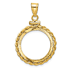 14k Yellow Gold Twisted Wire and Diamond-cut Coin Bezel for Dime Coin