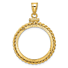 14k Yellow Gold Twisted Wire and Diamond-cut Coin Bezel for Five Dollar US Coin