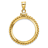 14k Yellow Gold Twisted Wire and Diamond-cut Coin Bezel for 1/4 Oz American Eagle Coin