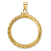 14k Yellow Gold Twisted Wire and Diamond-cut Coin Bezel for Ten Dollar US Coin