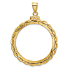 14k Yellow Gold Twisted Wire and Diamond-cut Coin Bezel for 20 Pesos