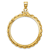 14k Yellow Gold Twisted Wire and Diamond-cut Coin Bezel for 1 Oz Maple Leaf Coin