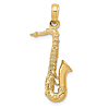 14k Yellow Gold 3-D Saxophone Pendant 7/8in