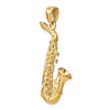 14k Yellow Gold 3-D Saxophone Pendant 1 1/8in