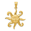 14k Yellow Gold Blazing Sun Pendant with Satin and Polished Finish 1in