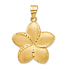 14k Yellow Gold Diamond-Cut Plumeria Pendant 1in