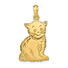 14k Yellow Gold Smiling Cat Pendant 3/4in