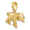 14k Yellow Gold Small 3-D Walking Elephant Pendant