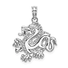 14k White Gold Polished Dragon Pendant 3/4in