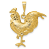 14k Yellow Gold Rooster Pendant 1in