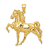 14k Yellow Gold Walking Horse Pendant 1.5in