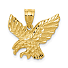 14k Yellow Gold Small Satin Diamond-Cut Eagle Pendant