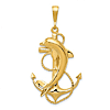 14k Yellow Gold Dolphin and Anchor Pendant 1 1/4in