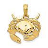 14k Yellow Gold Small Crab Pendant 1/2in