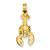 14k Yellow Gold Lobster Pendant 3/4in