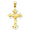 14kt Yellow Gold 1 1/8in Open Back Fleur de lis Crucifix