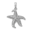 14k White Gold Starfish Pendant with Bent Arms and Mesh Finish 3/4in