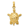 14k Yellow Gold Moveable Sea Turtle Pendant With Polished Finish 3/4in