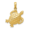 14k Yellow Gold Small Turtle Pendant with Textured Finish
