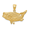14k Yellow Gold Large Bass Fish Pendant