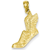 14kt Yellow Gold 3/4in Running Shoe with Wings Pendant