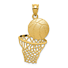 14k Yellow Gold Diamond-Cut Basketball and Net Pendant 1in