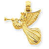 14k Yellow Gold Angel with Trumpet Pendant