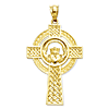 14kt Yellow Gold 1 1/4in Celtic Claddagh Cross