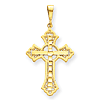 14kt Yellow Gold 1 3/8in Diamond-cut Celtic Cross Pendant