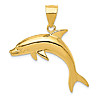 14k Yellow Gold Dolphin Pendant 1in