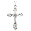 14kt White Gold 2in Budded Crucifix Pendant