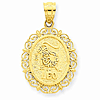 14kt Yellow Gold 3/4in Leo Oval Pendant