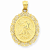 14kt Yellow Gold 3/4in Virgo Oval Pendant