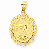 14kt Yellow Gold 3/4in Libra Oval Pendant