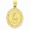 14kt Yellow Gold 3/4in Capricorn Oval Pendant