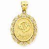 14kt Yellow Gold 3/4in Pisces Oval Pendant