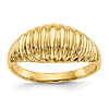 14k Yellow Gold Ribbed Dome Ring with Polished Finish
