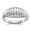 14k White Gold Ribbed Dome Ring with Polished Finish