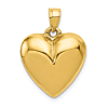 14k Yellow Gold 3-D Puffed Heart Pendant 5/8in