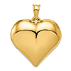 14k Yellow Gold Large Puffed Heart Pendant 1.25in