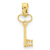 14k Yellow Gold 3-D Key Pendant 7/8in