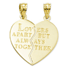 14kt Yellow Gold 3/4in Lovers Apart But Always Together Heart Pendant