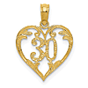 14k Yellow Gold 30th Anniversary Heart Pendant