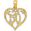 14kt Yellow Gold 1/2in 50th Heart Anniversary Charm