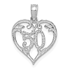 14k White Gold 50th Heart Anniversary Charm 1/2in