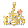14k Yellow Gold #1 Madre Pendant with Rose Gold Flower Accent