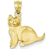 14kt Yellow Gold 7/8in Diamond-cut Cat Pendant