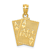 14k Yellow Gold Ace Of Hearts And Ace Of Spades All In Cards Pendant