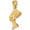 14k Yellow Gold Nefertiti Pendant 3-D Hollow 3/4in
