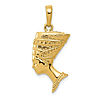 14k Yellow Gold 3-D Queen Nefertiti Pendant 3/4in